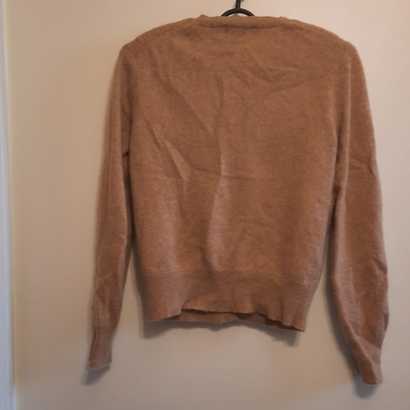 *SOLD* Lord & Taylor 100% Cashmere Crew Neck Cardigan Sweater Tan - Picture 13 of 16